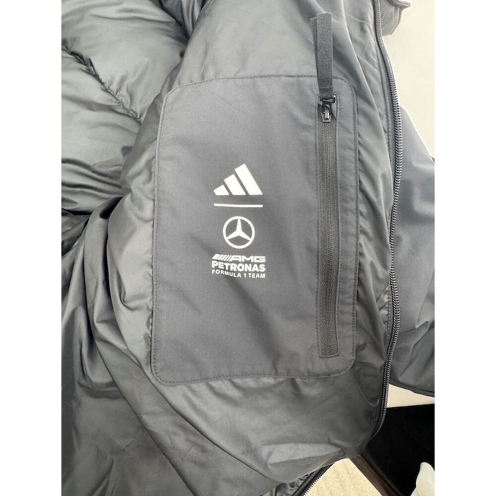 adidas Mercedes AMG Petronas F1 Engineers Winter Puffer Coat Black NWT L KF6058 - Picture 11 of 16